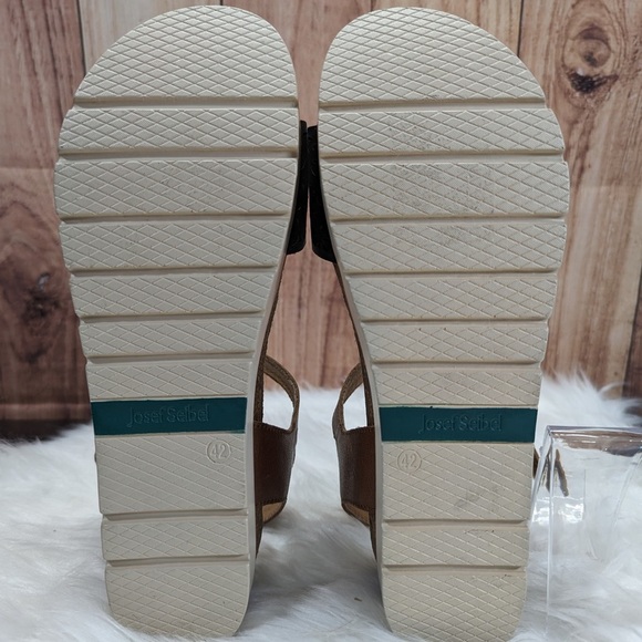 Josef Seibel Clea 09 Women’s Sandals Black Leather Wedge Cork, size 42 NWOB - Picture 7 of 8